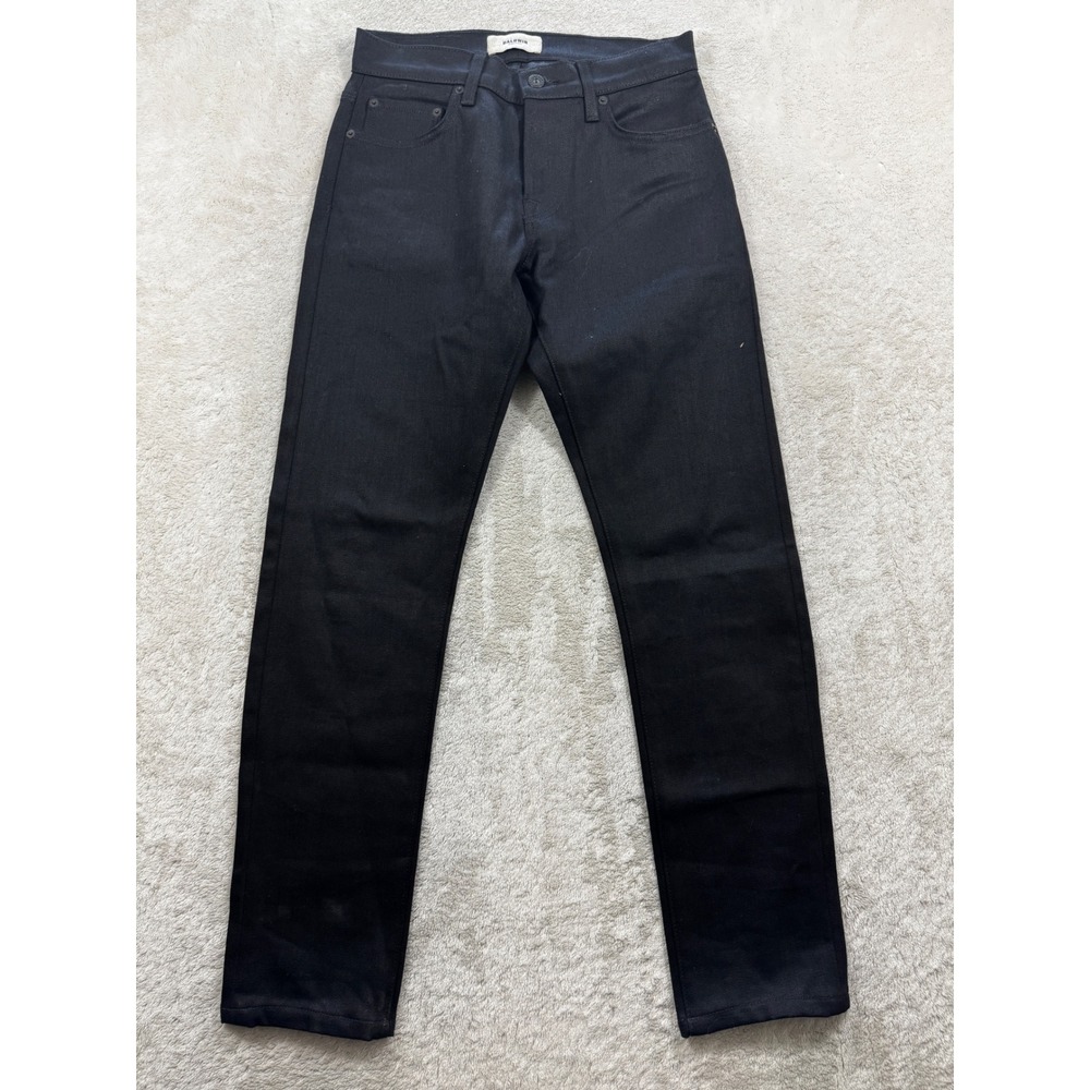 Baldwin Mens Slim Straight Raw Selvedge Black Denim Jeans Meas: 28x29